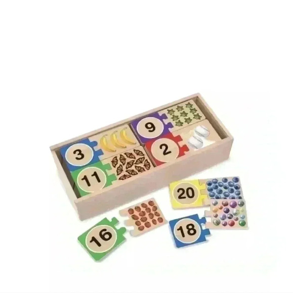 Melissa & Doug Self-Correcting Wooden Number Puzzles 1-20 Storage Box Counting - Picture 1 of 7